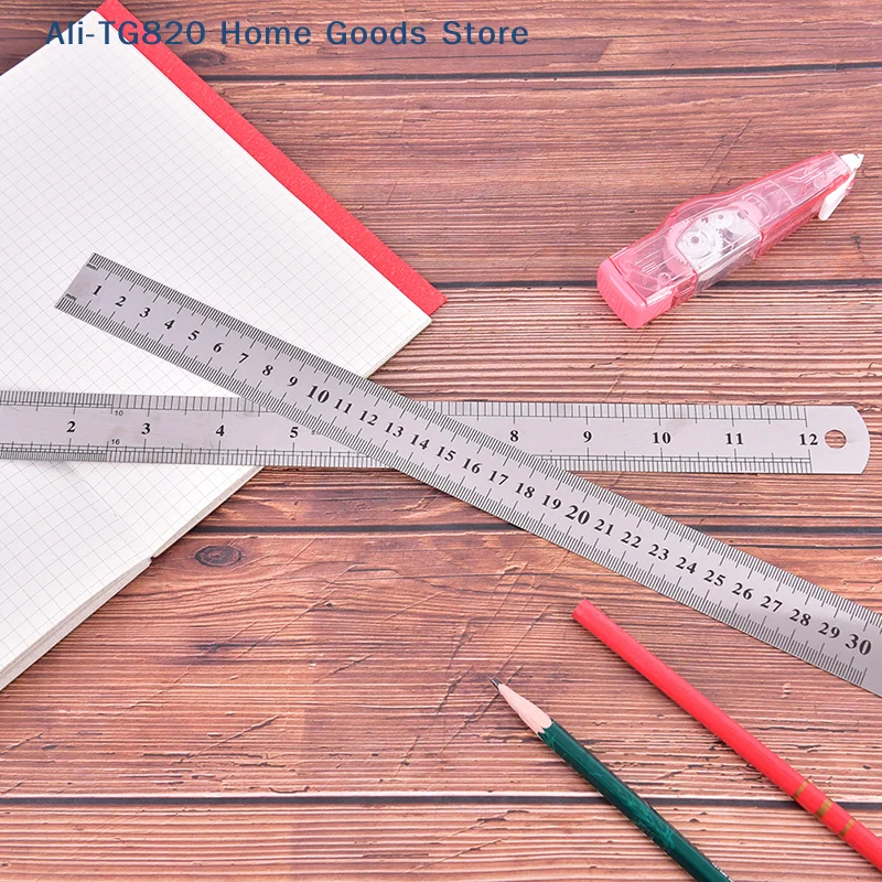 [TG820]1Pc 30cm 스테인레스 스틸 직선자 사무용품 측정 용품