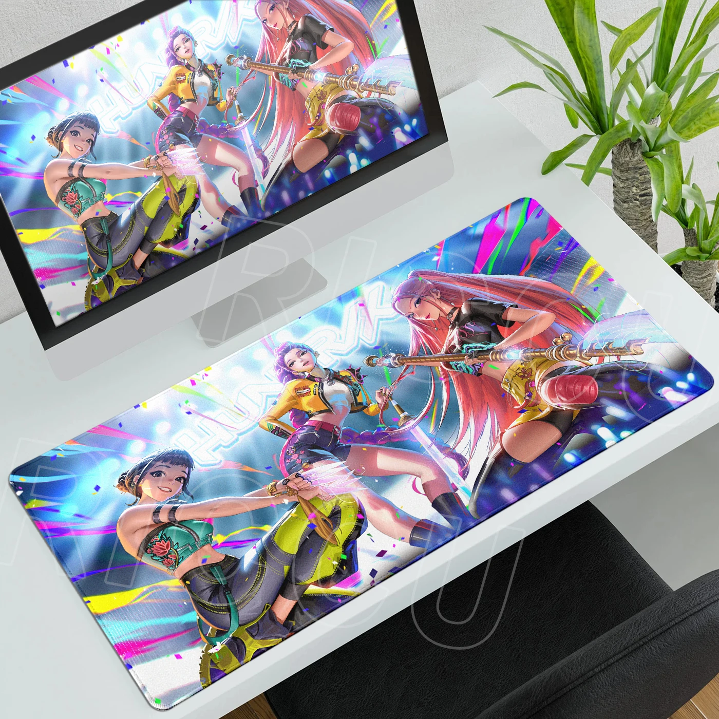 Large Desk Mat KPop D-Demon Hunters Mouse Pad Office Keyboard Rubber PC Non-slip Gaming Extended Pads E-Sports Mousemat Carpet
