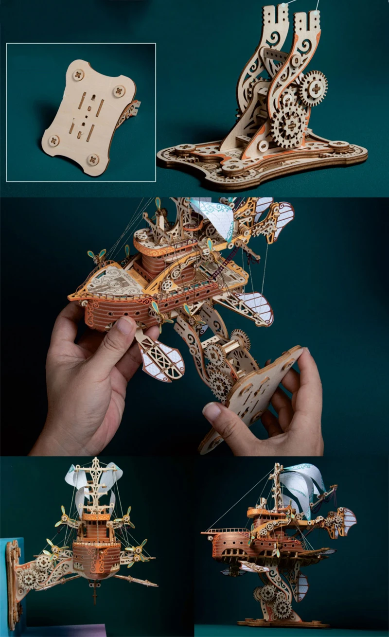 3D Wooden Spaceship Puzzle Assembly Process