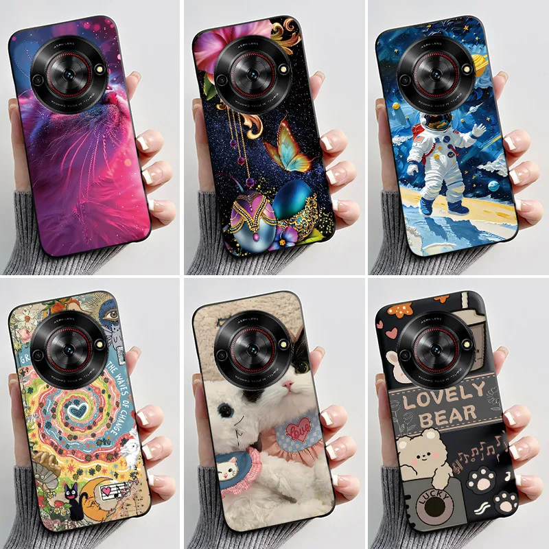 Aesthetic Cute Cat Fashion Shockproof Black Matte Soft TPU Phone Case