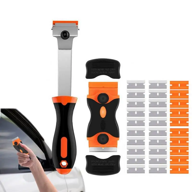 

Window Scraper Razor Blade Scrape With 30pcs Extra Blades Scraper Tool Retractable Paint Stripping Cleaning Tool For Remove
