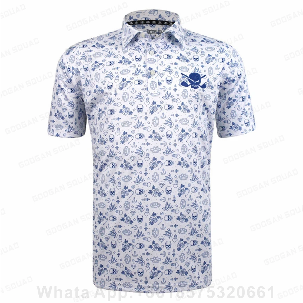 2023 New Men Golf Wear Casual Print Fashion Tops Polo Quick Dry Breathable Polos Shirt Short Sleeve Lapel Golf Sports Shirt