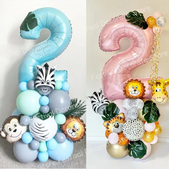 Ballons animaux de la mer du monde océanique, ballon à chiffres blancs,  décorations de fête préChristophe, 1er anniversaire, joyeux anniversaire, 1  an, 2 ans, 3 ans, 4 ans, 5 ans - AliExpress