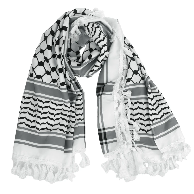 Lightweight Adult Jacquard Pattern Scarf Multi-purpose Headscarf Adjustable Religious Scarf Outdoor Sunproof Headwrap