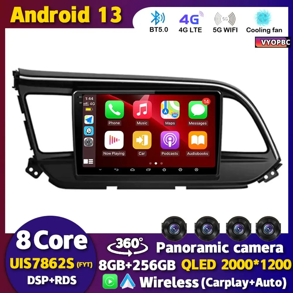 

Android 13 Carplay 4G LTE+WiFi Car Radio For Hyundai Elantra 6 2018 2019 2020 DSP GPS Navigation Multimedia Video Player Stereo