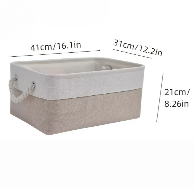 1pc linen storage basket with handle,multifunctional storage basket suitable for storing clothes,toys,books,perfect for home ﻿