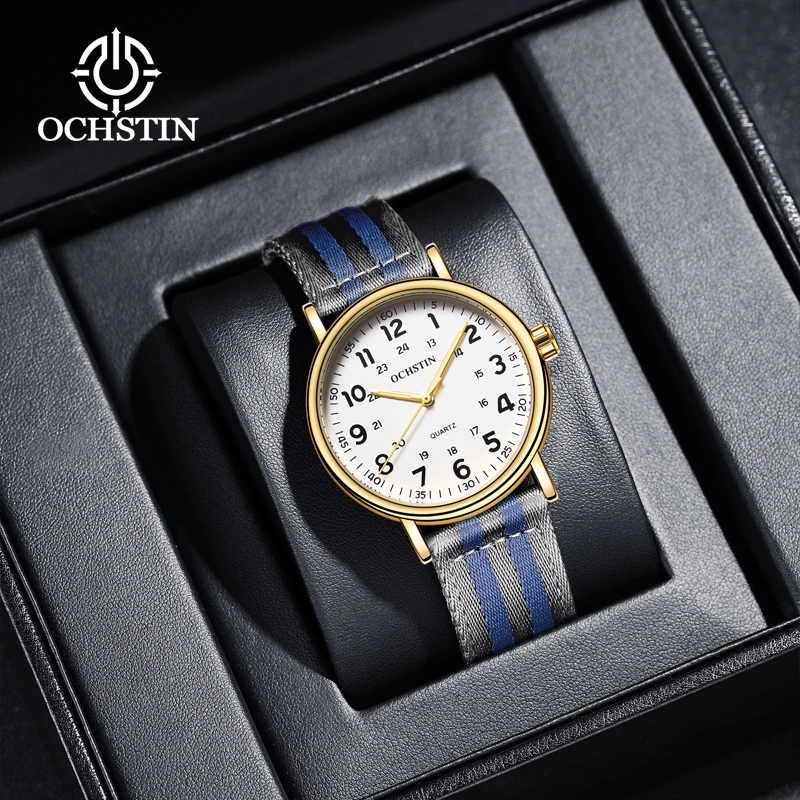 Hot OCHSTIN Creative Nylon Series Multifunction Quartz Movement Watch 2024 New Casual Simple Men's Quartz Watch