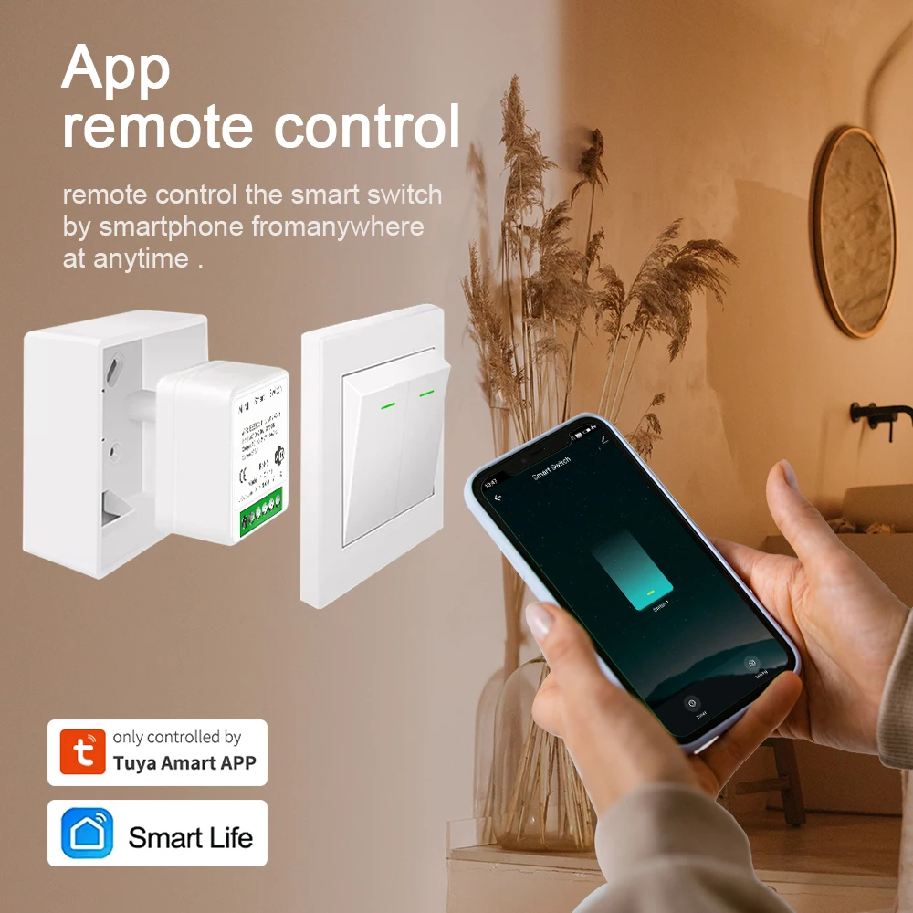Tuya Wifi Mini Smart Switch 16A 2-Way DIY Switches SmartLife App Timer Module Support Alexa Google Home Alice Voice Control