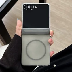 Matte Magnetic Wireless Charging Hinge Phone Case - Shockproof Ultra - Thin Hard Cover - Galaxy Z Flip 8 (Black)