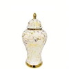 Gold Marble General Jar Porcelain Bottle Ginger Jar Ceramic Storage Tank White Gold Vase Flower Vase Home Decoration Accessories 6