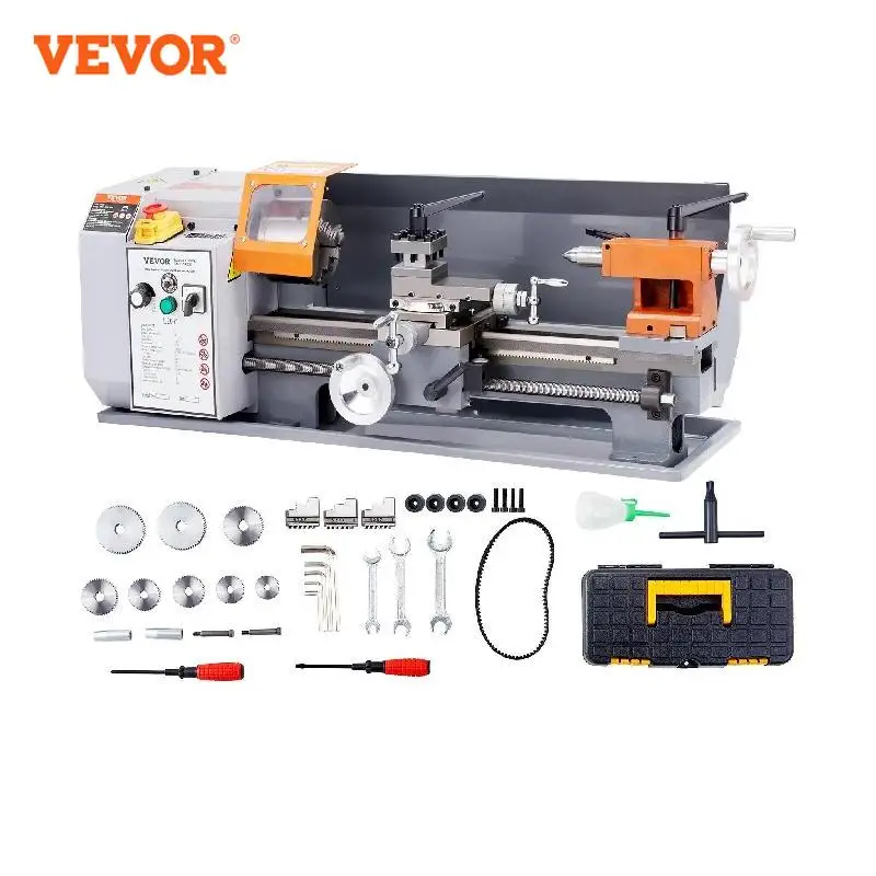 

VEVOR Metal Lathe Machine 7.87''x13.78'' 50-2500RPM Continuously Variable Speed 600W with Tool Box for Processing Precision Work