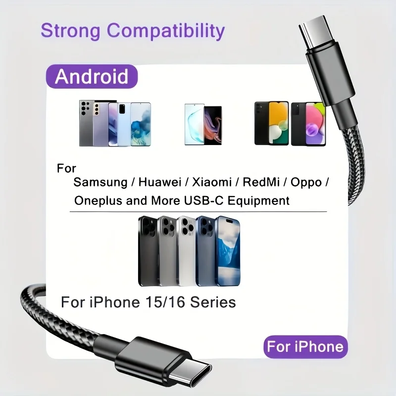 High-Speed 60W Type C to Type C Fast Charging Data Cable