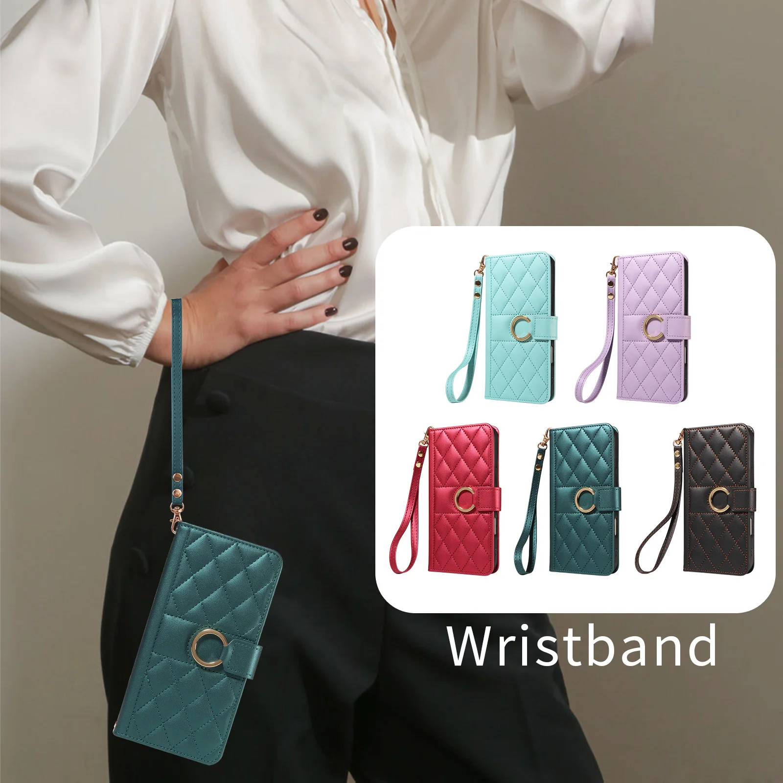 Premium Flip Cover Faux Leather Protective Case with Card Slot and Anti-Fall Design