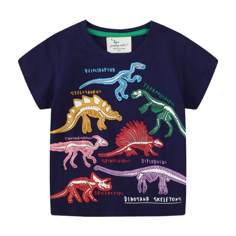 2025 Summer New Fashion Children Luminous Dinosaurs Shark Cartoon T-shirt Boys Shirt Jumper Top Kids Clothes