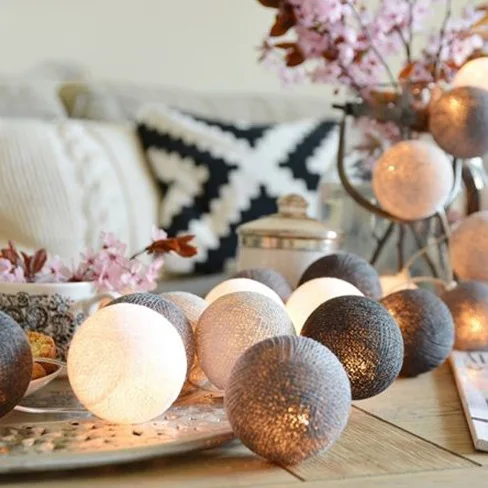 thumbnail image 1 of Cotton Ball LED Fairy String Lights Garland Christmas Tree Decorations for Holiday Home Room Decor Wedding Party Curtain Lamp, 1 of 5