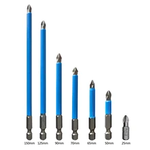 Jeu de 7 mèches de tournevis, outils à main, bleu, foret 25mm 150mm, perceuse électrique, accessoires pour tournevis à percussion