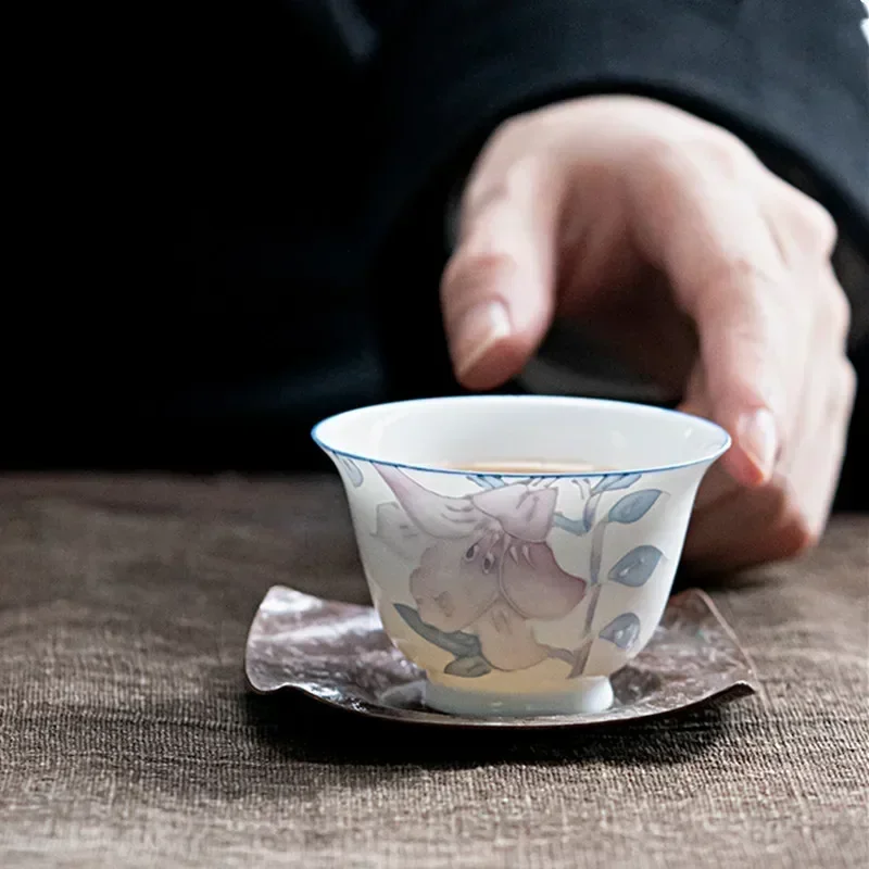الصينية الراقية رسمت باليد السيراميك فنجان ثلاثي ا...