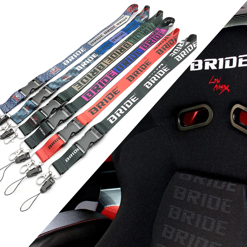 

1PCS JDM Style Racing BRIDE Lanyard Key Mobile ID Card Hanging Strap Refitting neck lanyards for keys