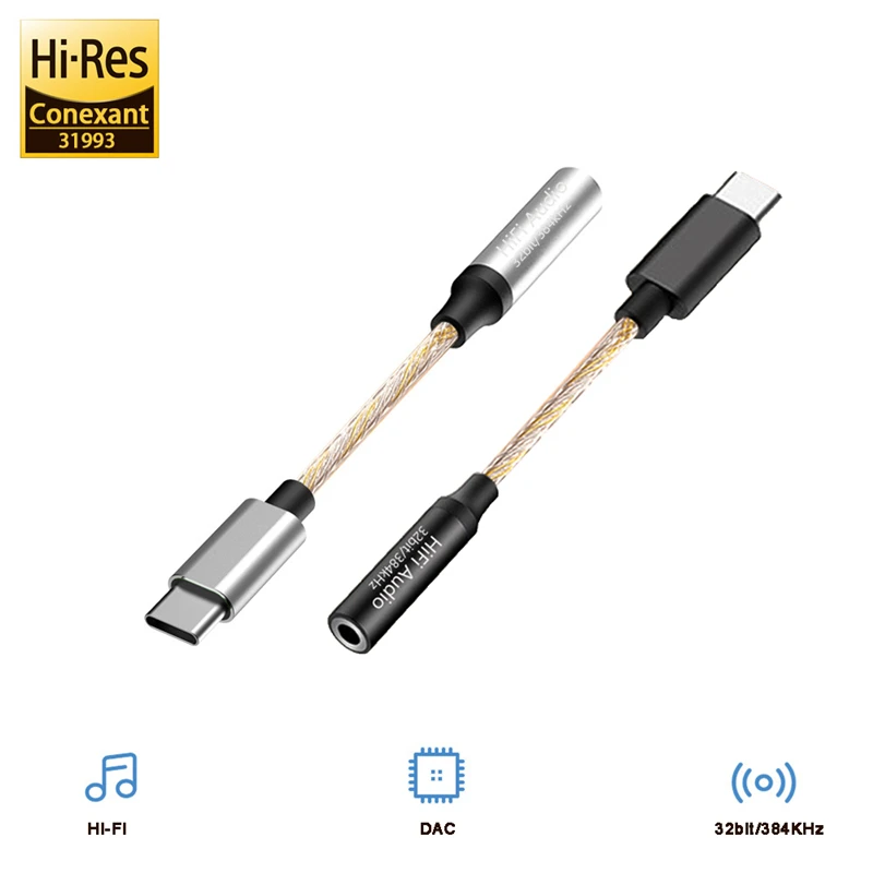 CX31993 HIFI DAC Earphone Amp USB Type C to 3.5mm Headphone Jack Audio adapter Digital Decoder for MacBook Android Windows 10 |