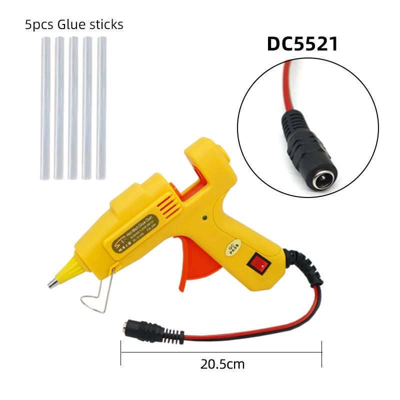 50W Cordless Hot Melt Glue Gun with 30Pcs 7mm Glue Sticks Repair DIY Tool  Fit for Milwaukee/Dewalt/Makita 18V Li-ion Battery