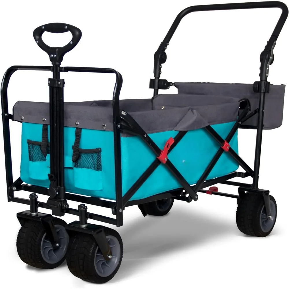 

Garden Cart, All Terrain Utility Folding Wagon, Collapsible Gardens Carts, Heavy Duty Beach Wagon, for Shopping, Garden Cart