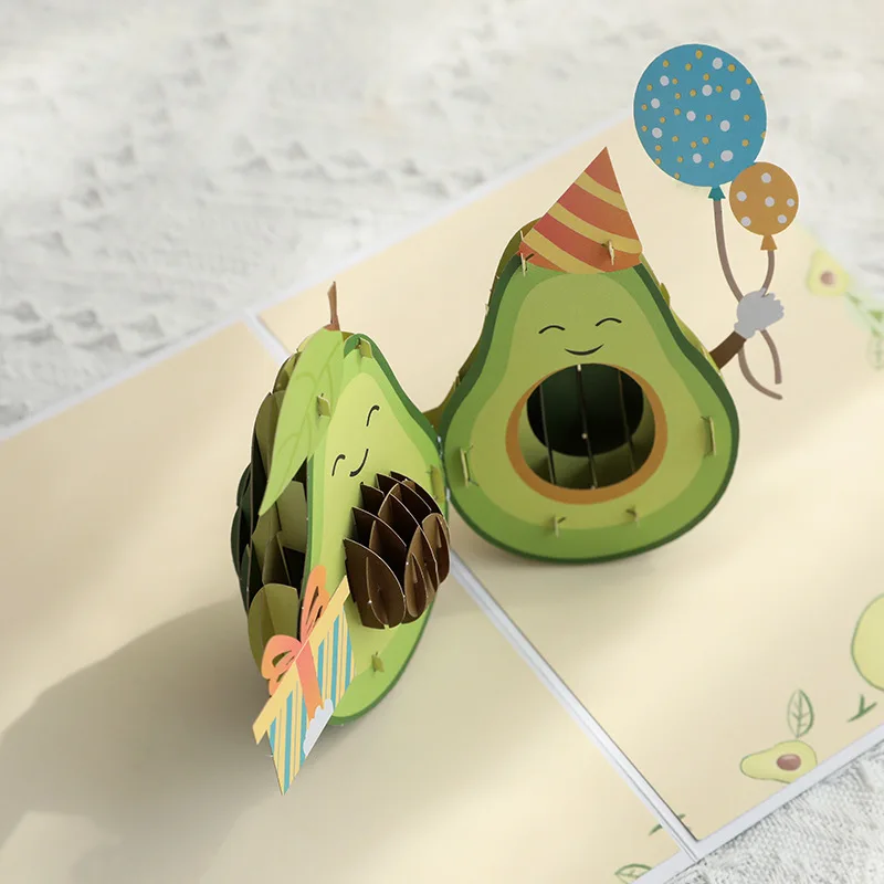 Greeting Cards 3D Pop Up Happy Birthday Card Cute Avocado