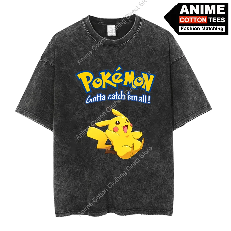 

Pokémon Pikachu T Shirt Cute Cartoon Pokemon Elf Print Clothes Y2k Harajuku Casual Unisex Oversized T-shirt Retro Cotton Tees