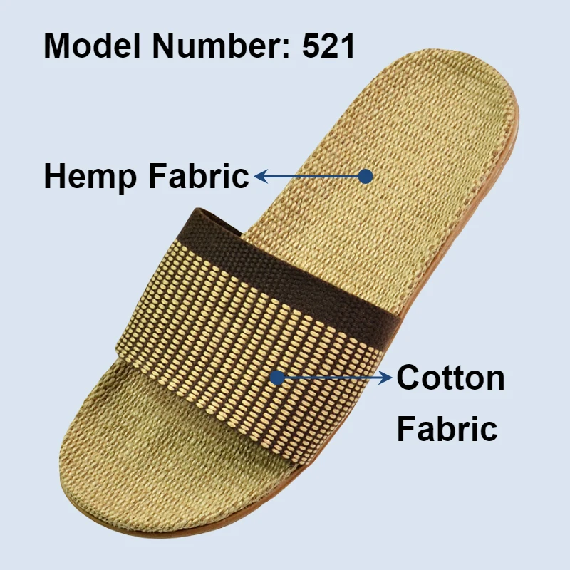 Natural linen slippers summer home indoor sandals men's women's unisex spring and autumn couples landing guests Non-slip
