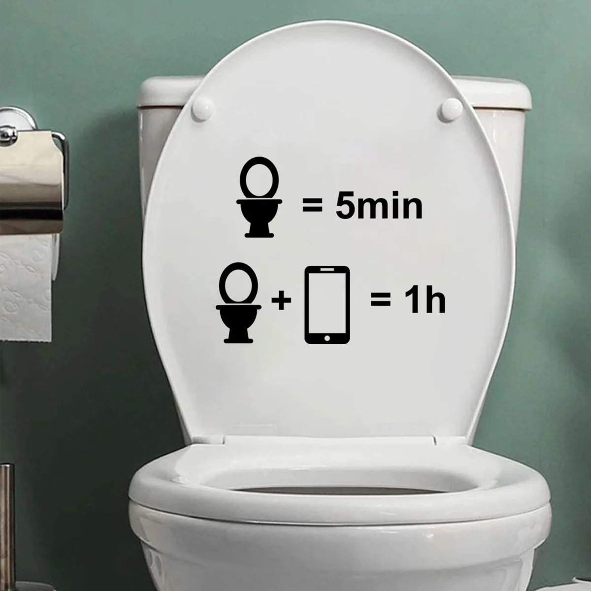 Self-adhesive Warning Paste for Toilet Stickers Funny Toilet Decoration Creative Black Self Adhesive Home Decoration