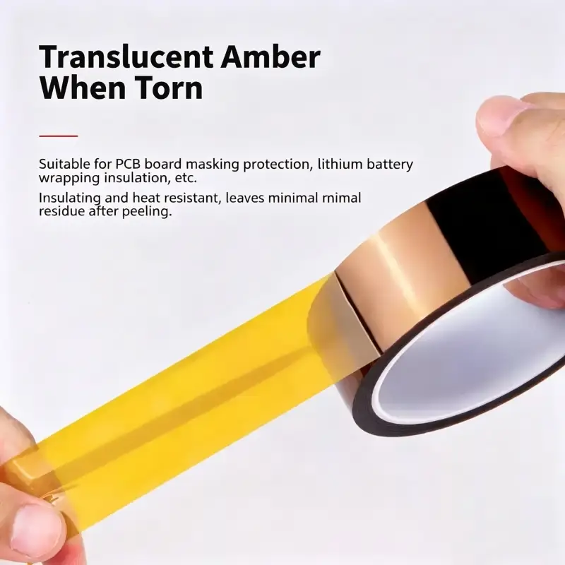 Kapton Single-Sided Tape, High Viscosity Traceless Insulation Adhesive Tape for High-Temp Solder Oven, PCB Solder Masking image 2