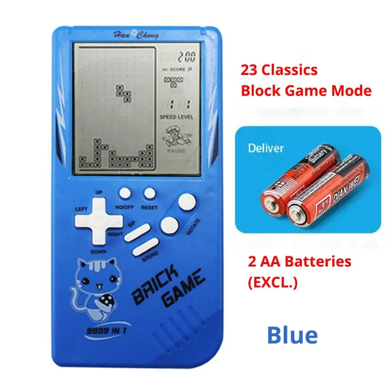 Retro Classic Handheld Game Console -Blue Backlit Screen Built-in Games Electronic Pocket Game Player Toy Gift for Boys Kids​