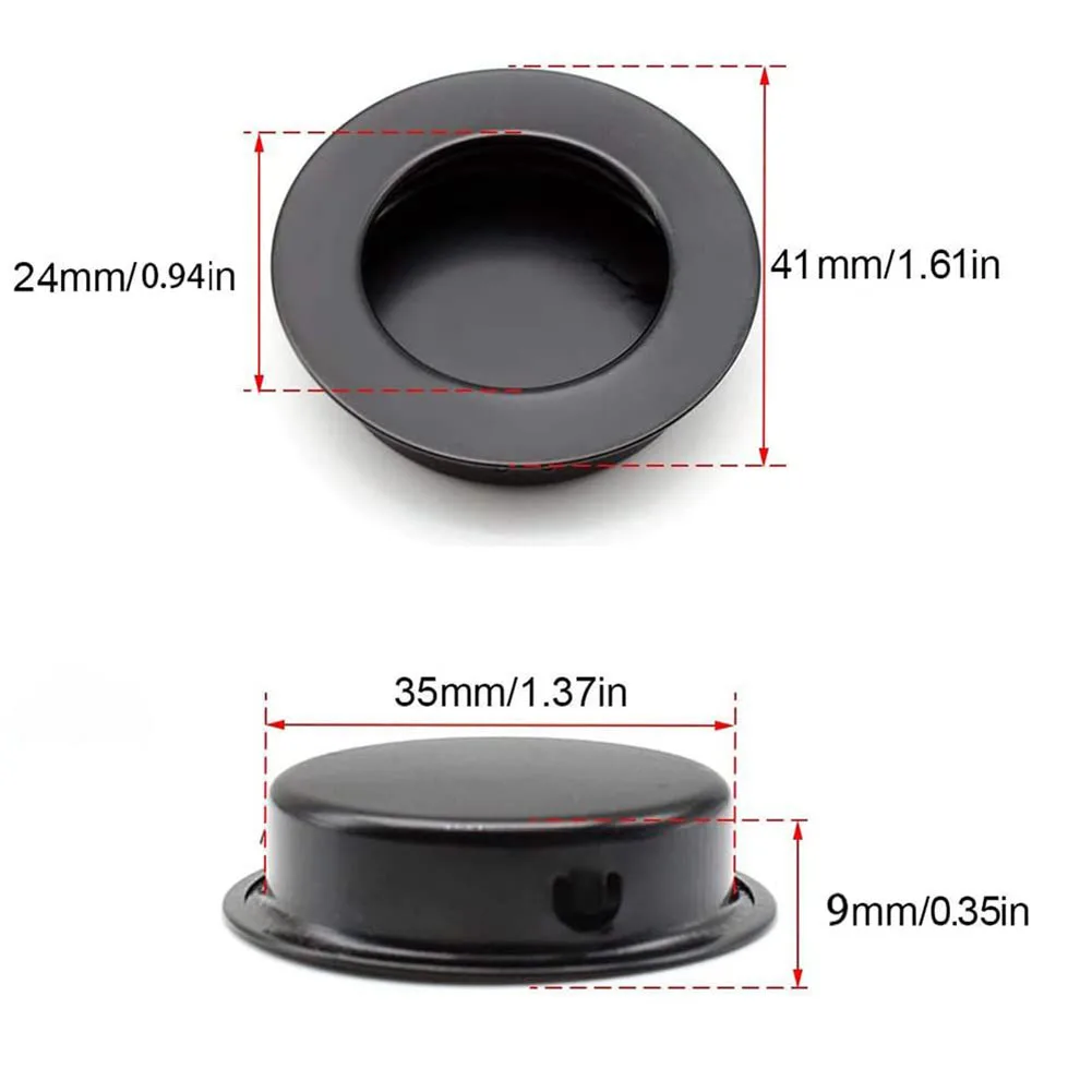 Cabinet handles door handles 6 PCS retro cabinet door handles stainless steel recessed invisible handle cabinet pulls door disk room round ring handle pull