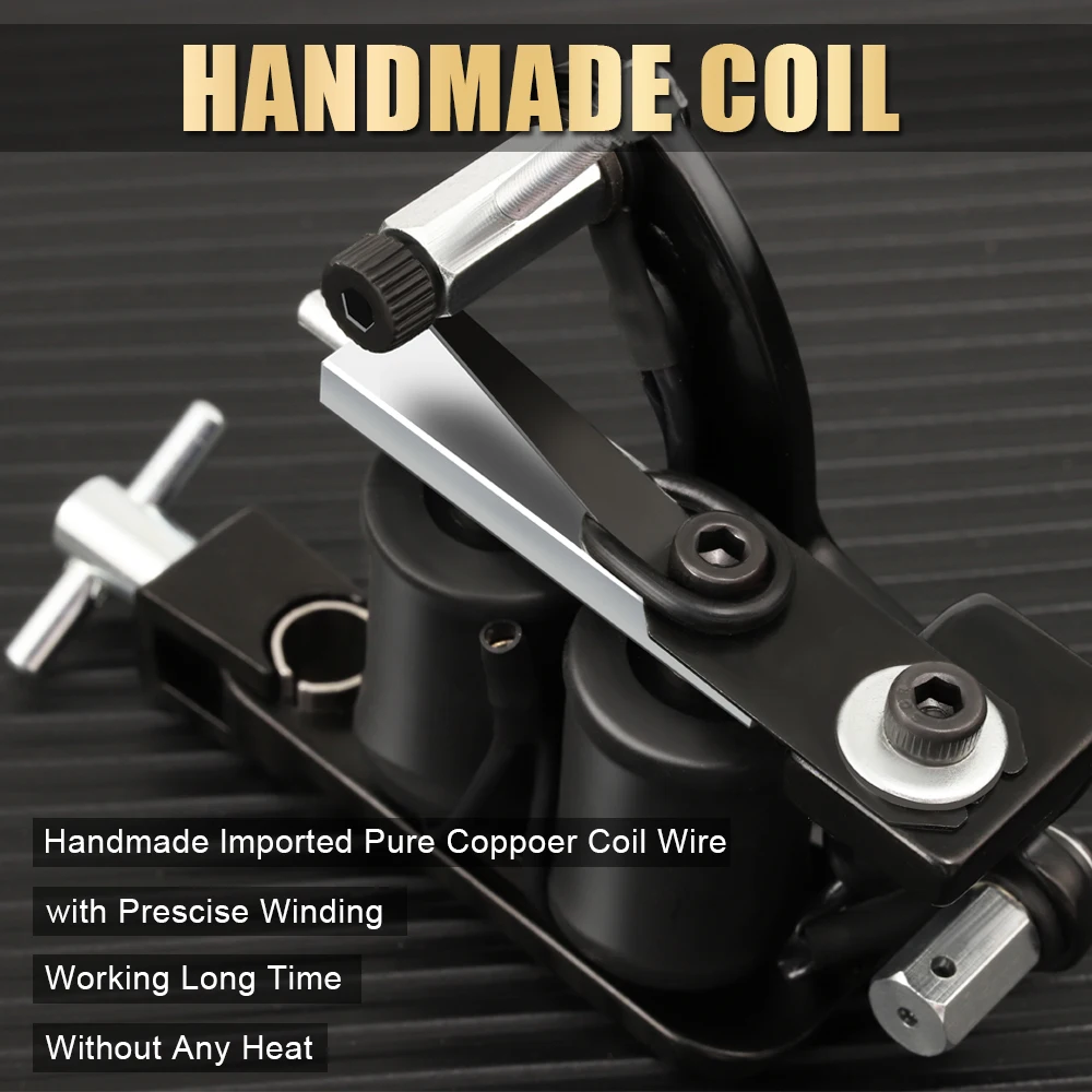 Coil Tattoo Machine Gun for Liner Shader Handmade 10 Wraps Coil Tattoo Gun Machine for Tattoo Needles Supplies