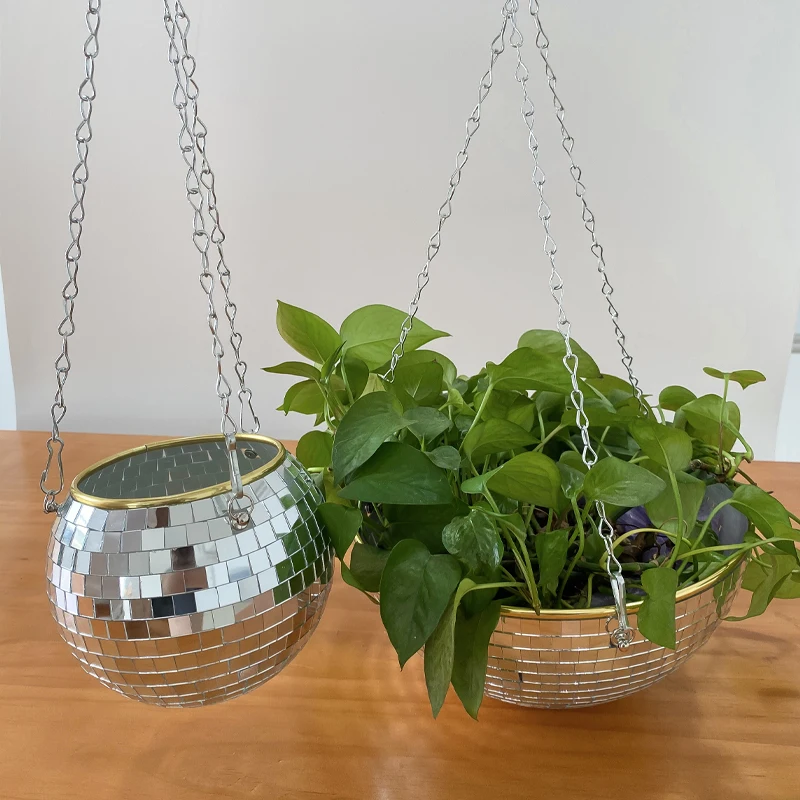 Vaso Per Piante A Palla Da Discoteca – Fioriera In Vetro Con Specchietti – Per Cactus E Succulente – 8x10cm