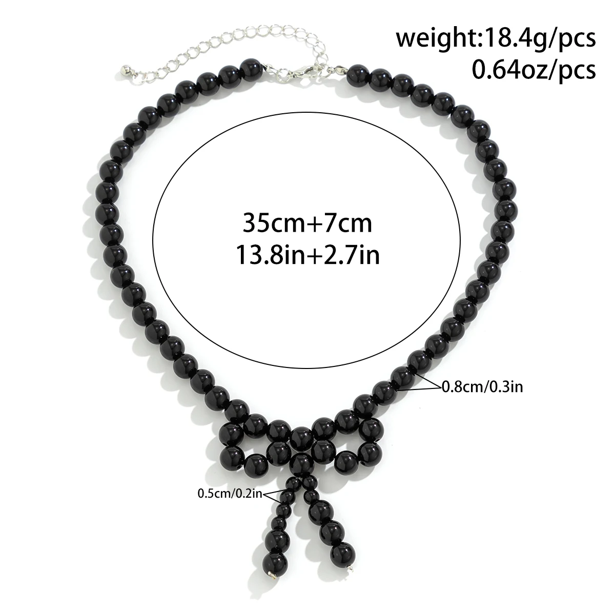 KunJoe Gothic Black Imitation Pearl Beaded Bow Pendant