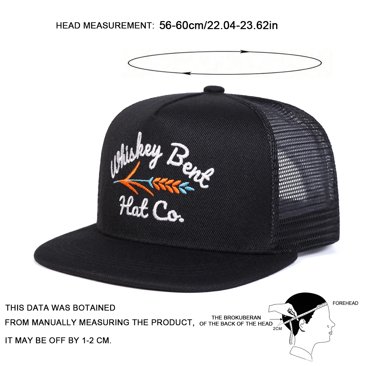 Unisex WHISKEY BENT Hip-Hop-Netzhüte mit Buchstabenstickerei, für Frühling und Sommer, für den Außenbereich, verstellbar, lässige Baseballkappen, Sonnenschutzhut, Kappe – Detail 5