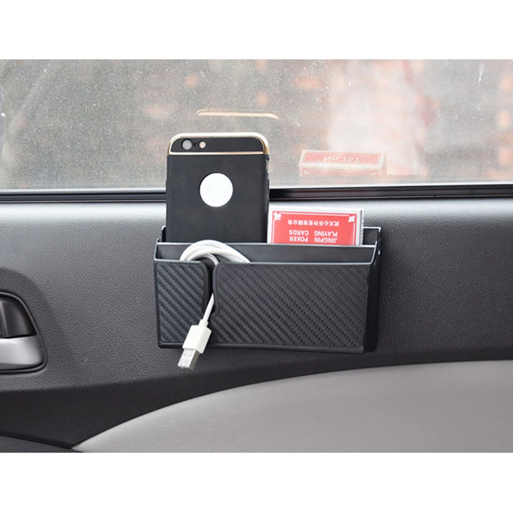 

Adhesive Car Storage Box Carbon Fiber Container Organizers Phone Holder for Car - Big Size