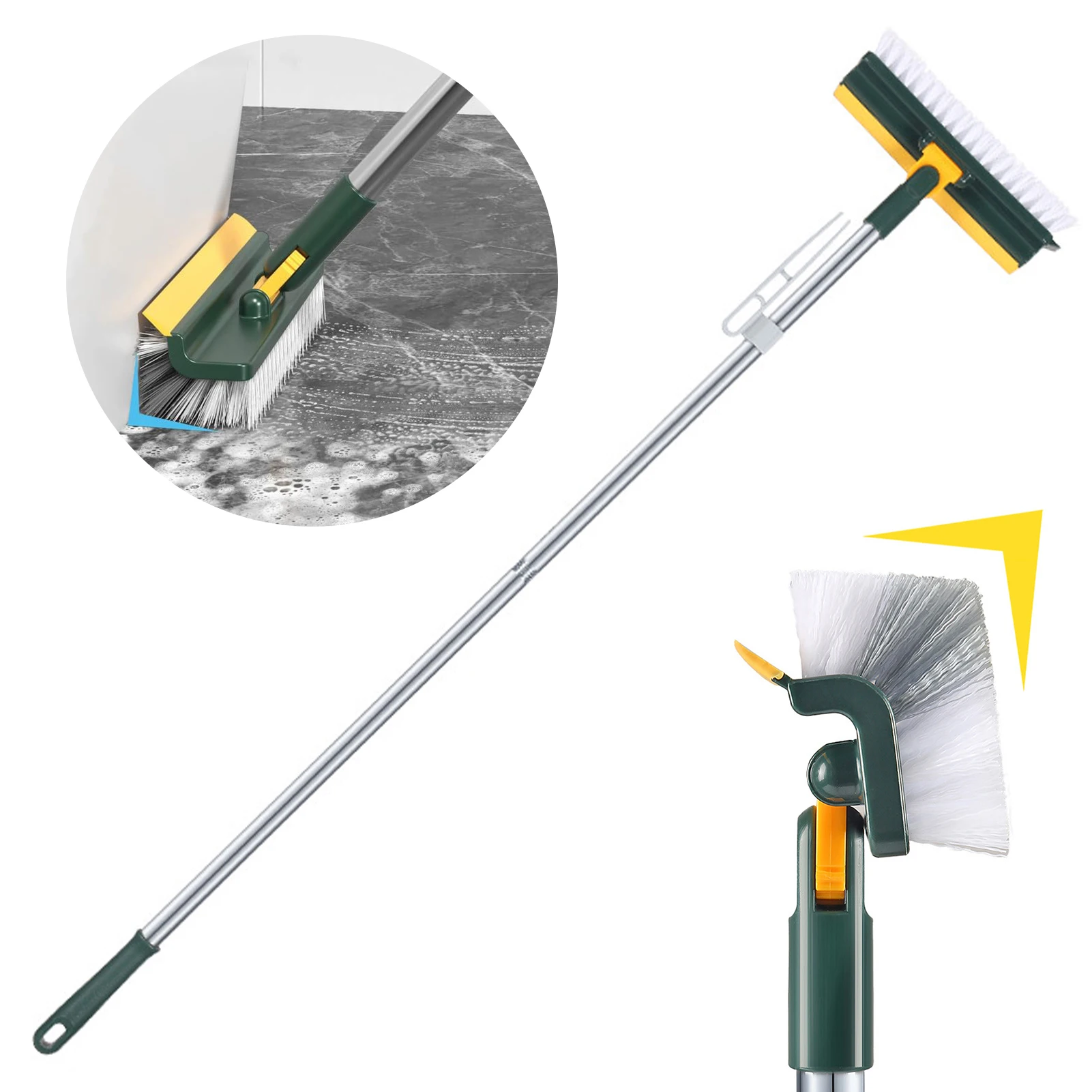 

Вращающаяся на 180 ° Жесткая Щетина, щетка для пола, прочная регулируемая ручка, щетка для чистки для ванной, кухонной утвари