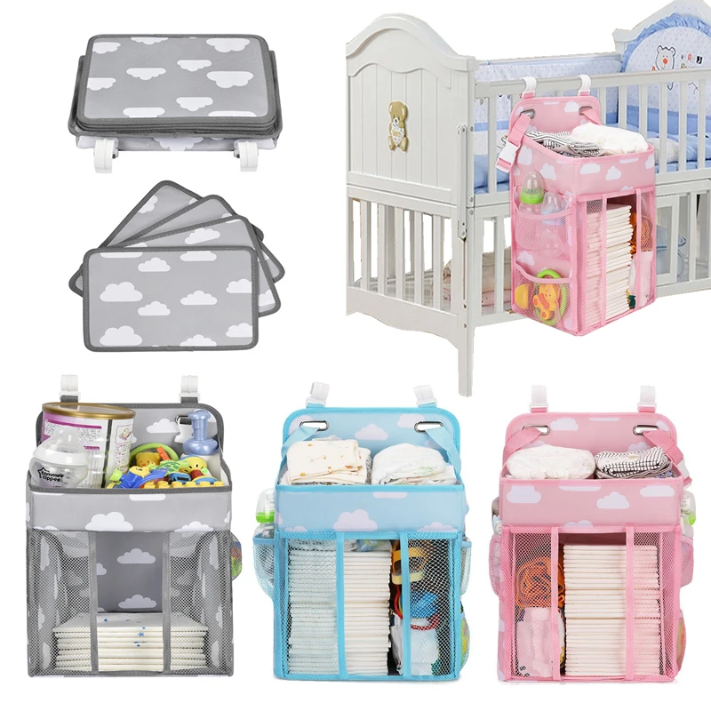 Baby Bedding Accessories Waterpro Diapers Organizer Baby Crib Bed Hanging Bag Portable Storage Bag