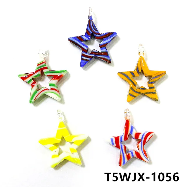 5 db Egyedi Színes Üveg Ötpontos Csillag Medálok Aranyos Mini Pentagram Dísz Nők Barkácsolás Ékszer Nyaklánc Kiegészítők Készítése - Image 4