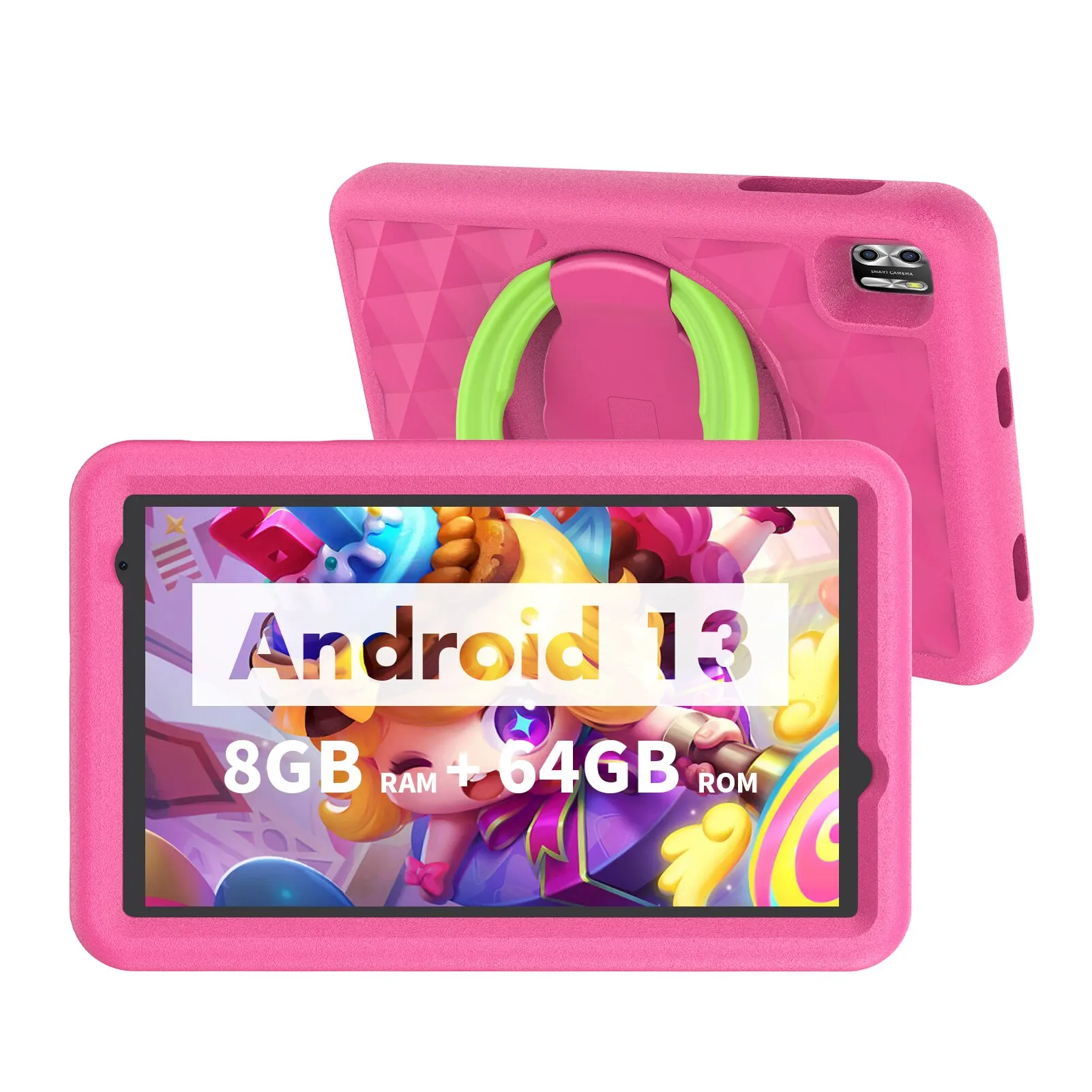 thumbnail image 1 of VASOUN-Tableta de 8 pulgadas para niños, dispositivo con Android 13, Quad Core, 8GB RAM + 64GB ROM, 5000mAh, cámara Dual, WiFi, Control Parental, 1 of 5