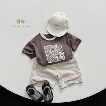 تي شيرت بأكمام قصيرة مع طباعة شخصية للصبيان والفتيات ، مصنوع من القطن ، على الطراز الكوري ، الموضة ، الصيف 3