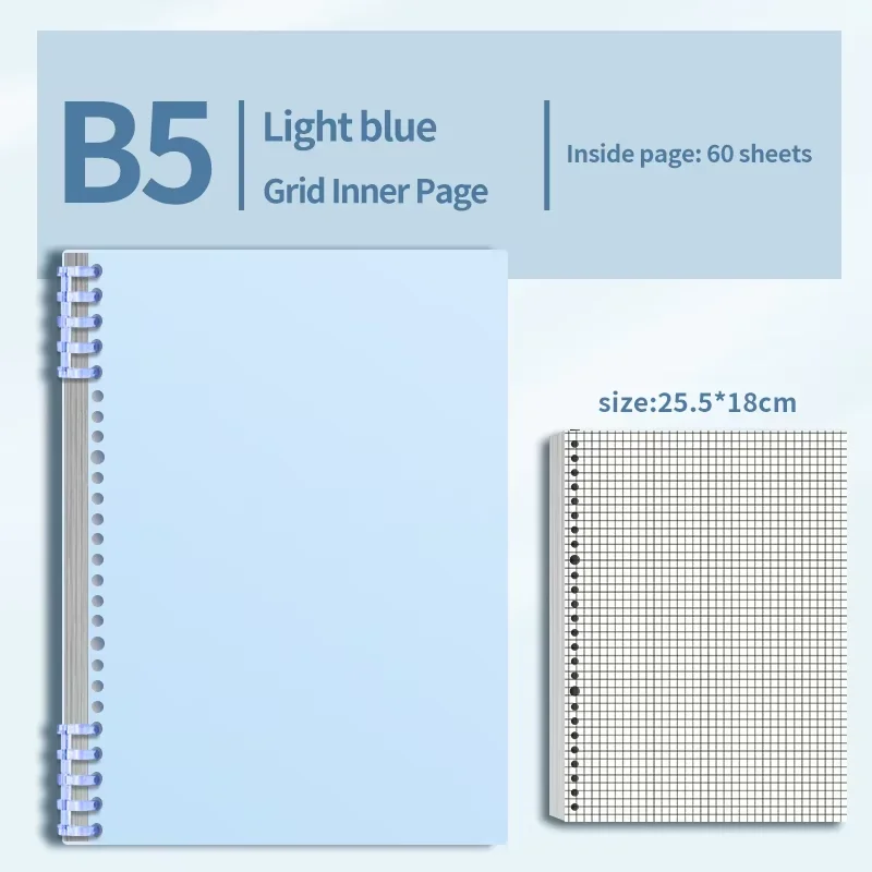 B5 Notebook 60Sheet Replaceable Refill Loose Leaf Spiral Binder Paper Index Writing Book Stationery For Office School Supplies Notebook Refill Paper Refill Binder Student Notebook