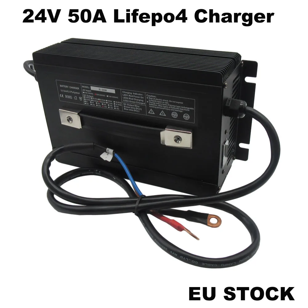 

2000W 29.2V 50A Fast Charger 24V LiFePO4 8S 24 V Iron Phosphate LFP AGV Forklift Touring Car RV Boat Solar Battery Chargers