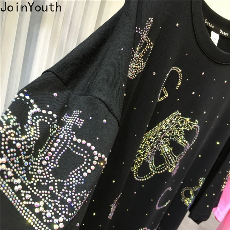 Harajuku Y2k Tshirts Summer Women Clothing Fashion Diamond Short Sleeve O-neck Tees Oversized Tops Casual Streetwear T Shirt 5
