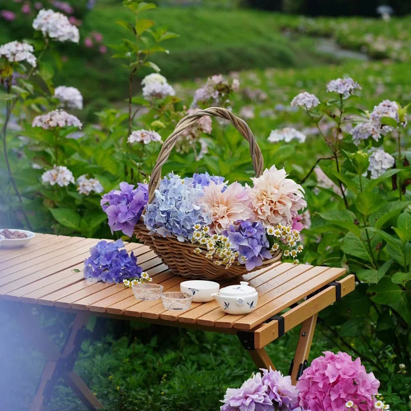 

American Countryside Rattan Hand-woven Single Handle Art Storage Flower Basket
