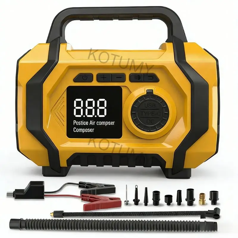 Iniciador de Carro Multifuncional, Bateria de Emergência de Alta Capacidade com Compressor de Ar e Soprador