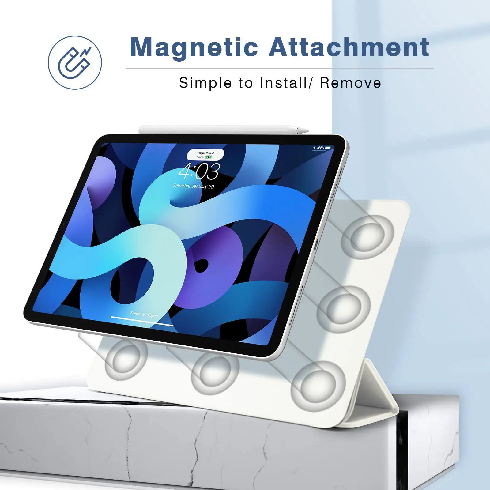 Premium Magnetic Attachment Slim Trifold Stand Case