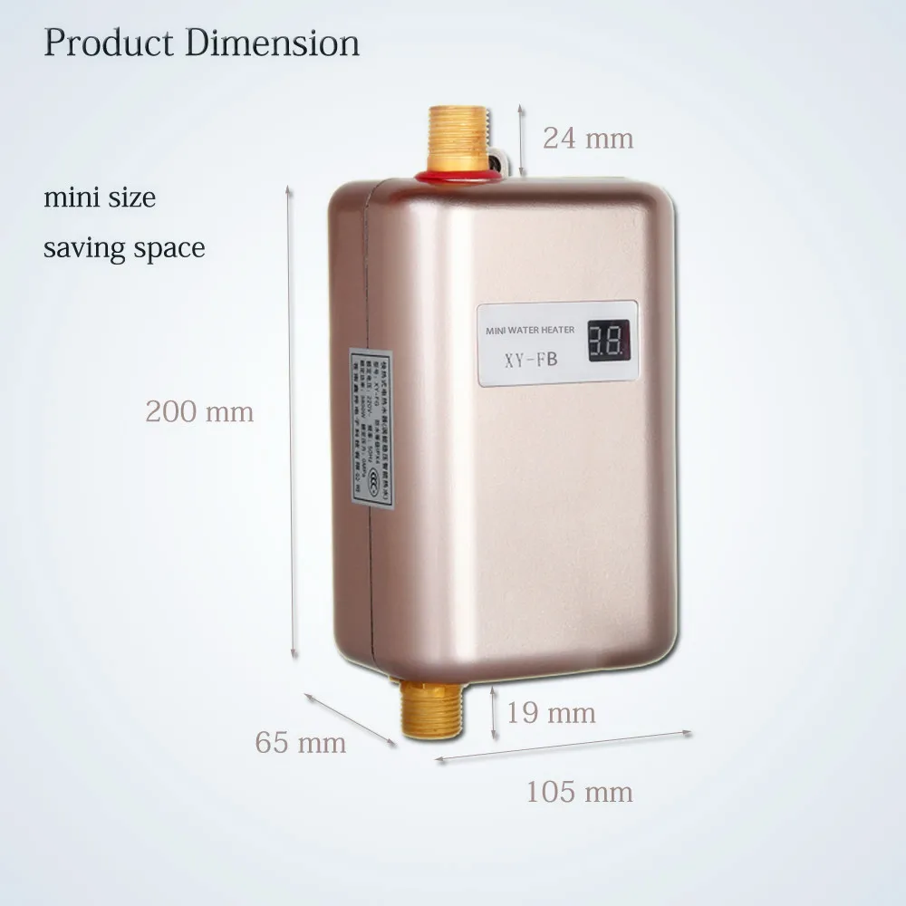 Scaldabagno elettrico istantaneo senza serbatoio da 3800 W Scaldabagno istantaneo per acqua calda Cucina Bagno Doccia Flusso Acqua Caldaia_voghion.com