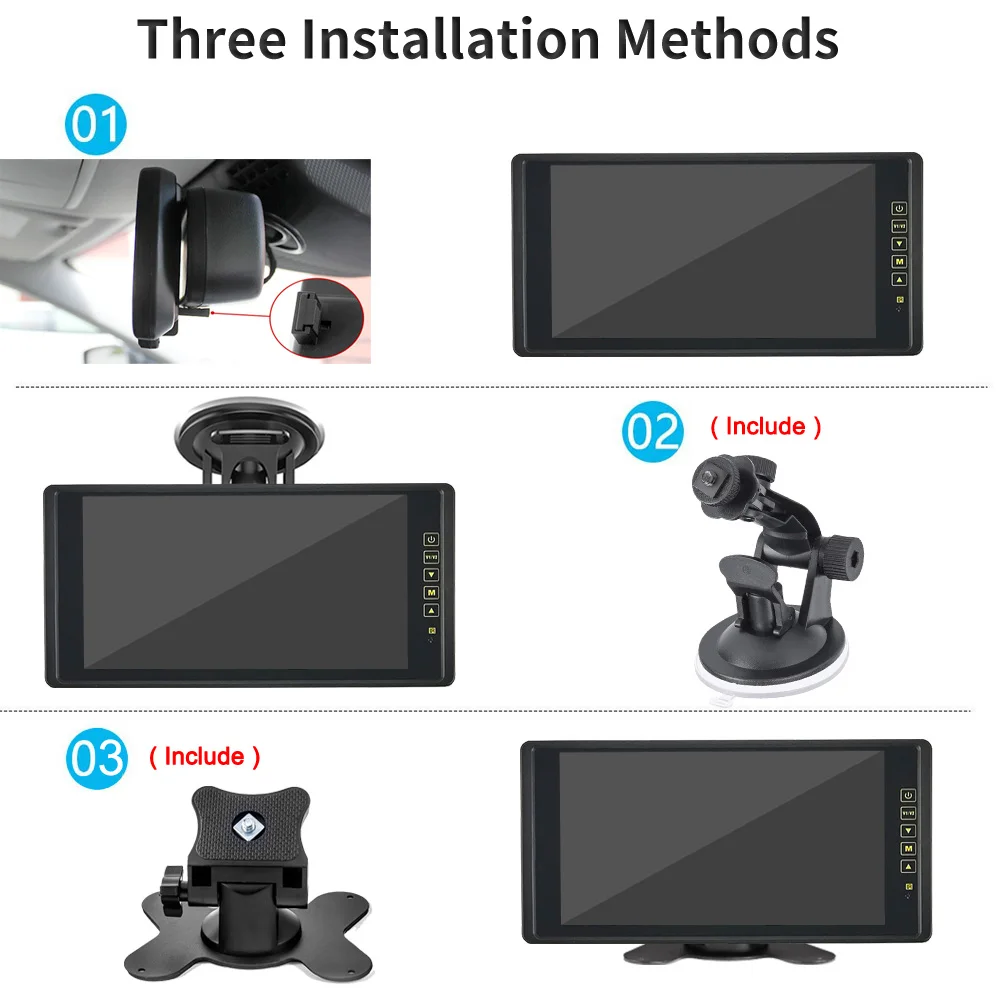 JIEPIE TFT LCD ̷  DC9-36V  , ƮϷ ĳ Ʈ  RV ̵ ũ, 9 ġ, 4  ÷, 1024x600